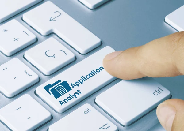 Application Analyst Inscription Blue Keyboard Key Application Analyst Written Blue — ストック写真