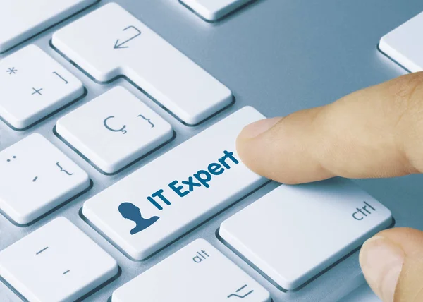 Det Expert Inskriptionen Blue Keyboard Key Det Expert Skrivet Blue — Stockfoto