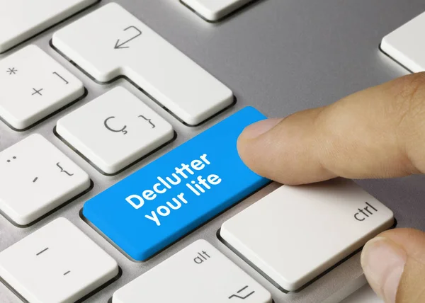 Declutter your life - Επιγραφή στο πλήκτρο Blue Keyboard. — Φωτογραφία Αρχείου