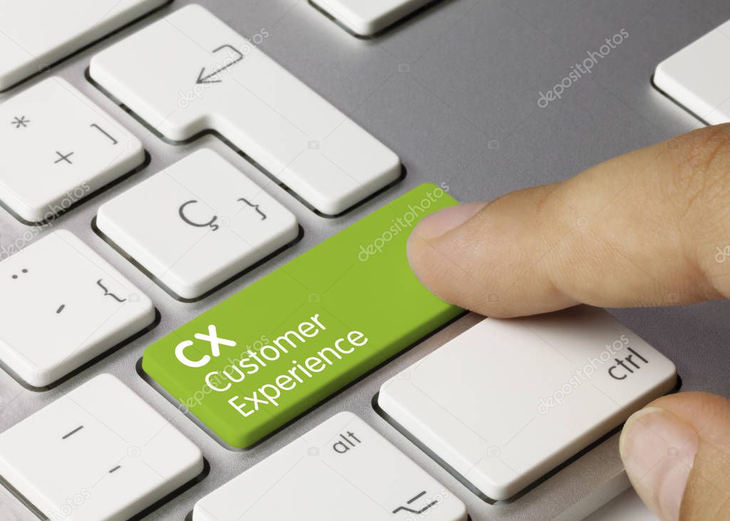 CX Customer Experience - Inscription on Green Keyboard Key.
