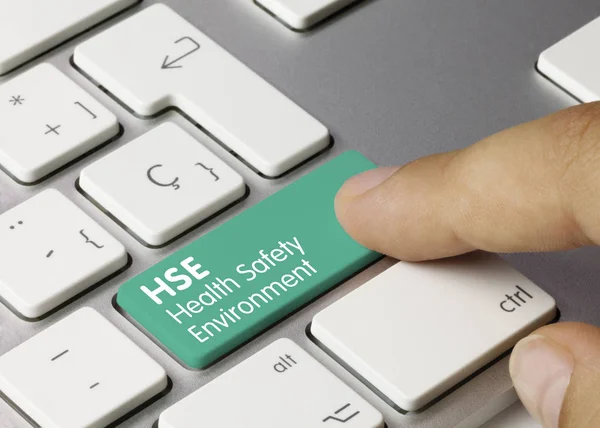 HSE Sundhed Sikkerhed Miljø - Inscription på Green Keyboard Ke - Stock-foto