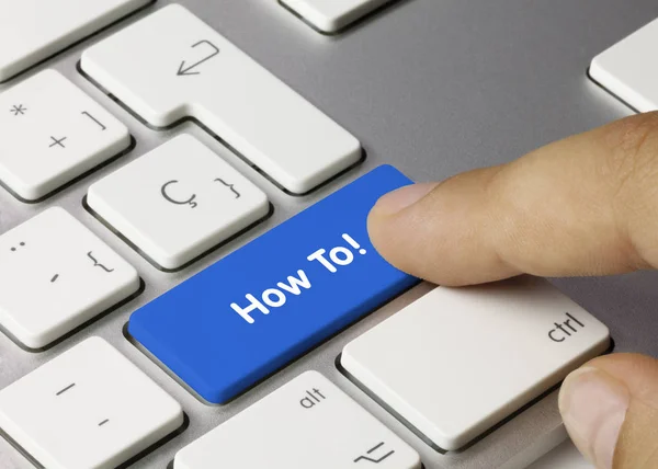 How To! - Inscription on Blue Keyboard Key. — Stock Photo, Image