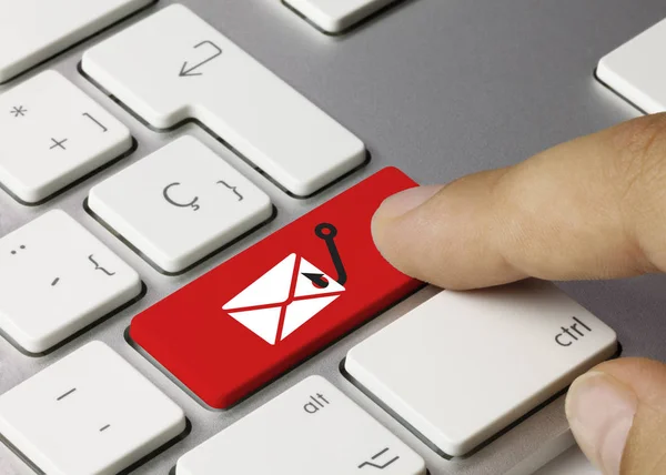 Phishing email - napis na czerwonym klawiszu klawiatury. — Zdjęcie stockowe