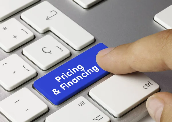 Ceny a financování - Inscription on Blue Keyboard Key. — Stock fotografie
