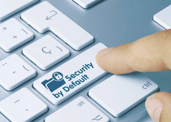 Sikkerhed som standard - Inscription på Blue Keyboard Key - Stock-foto