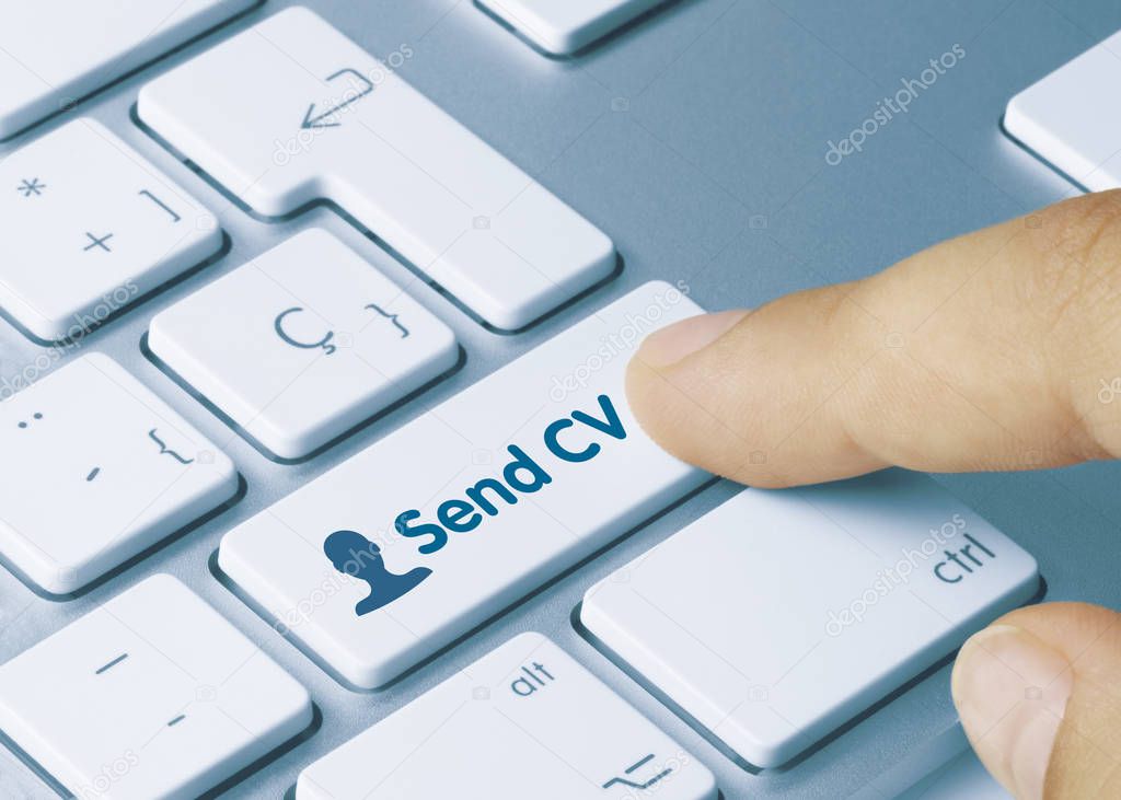 Send CV - Inscription on Blue Keyboard Key