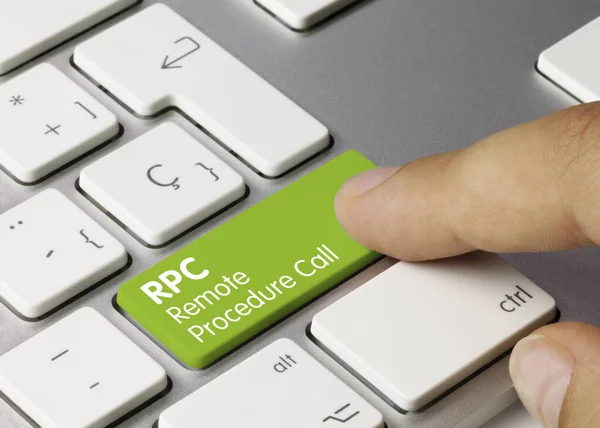 Rpc Remote Procedure Call Skrivet Green Key Metallic Keyboard Fingertryckning — Stockfoto