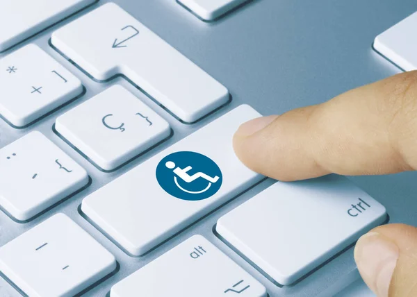 Доступность Blue Key Клавиатуры Metac Нажатие Пальца — стоковое фото