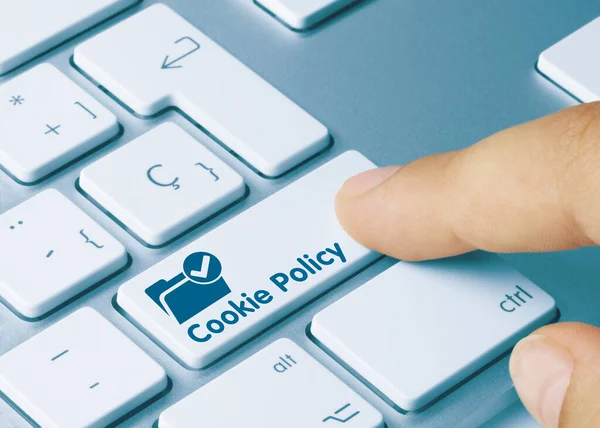 Cookie Policy Inscription Blue Keyboard Key — Stock Photo, Image