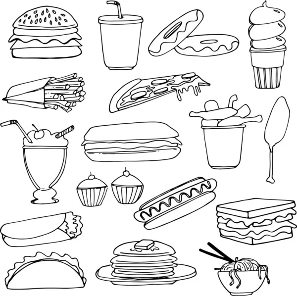 Vector fast food hand drawn illustrations — Stock Vector