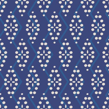 vektör dabu izi (indigo) dekoratif soyut çiçekler dikişsiz tekrar desenli fayanslar