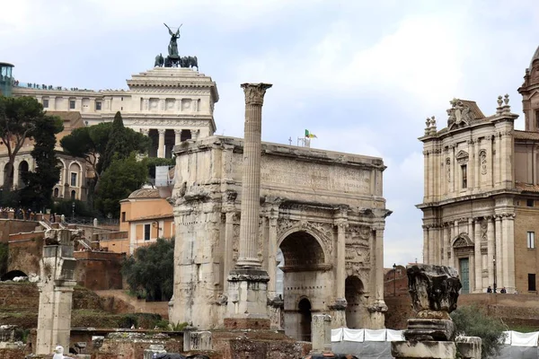 Arc Triomphe Rome Antique Près Colisée Forum Romain — Photo