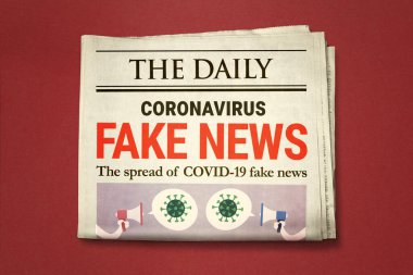 Genel gazete kapağında Coronavirus covid-19 hakkında sahte haberler var.