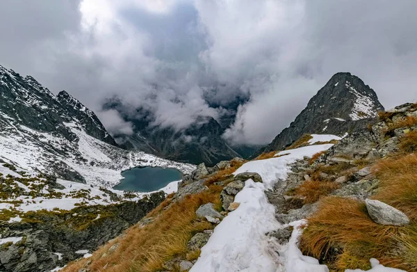 Blauer Teich Litvorova Tal Der Slowakischen Hohen Tatra Spätherbst — Stockfoto