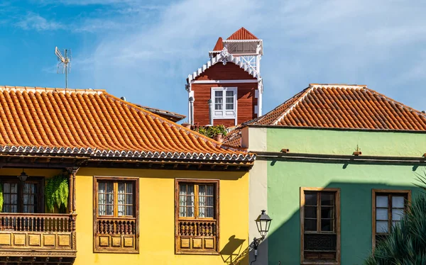 Orotava Tenerife Spain December 2019 Brightly Painted Houses Orotava Small — Stock Photo, Image
