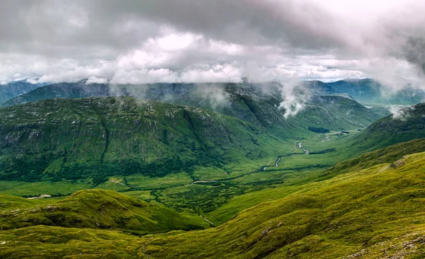 Pohled Glen Kinglass Beinn Eunaich Skotské Vysočině Deštivého Letního Dne — Stock fotografie