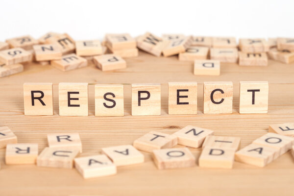 Respect ,word written on wood cube