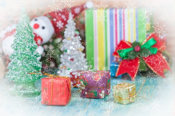 Christmas decoration with fake snow flake — Stock Photo, Image