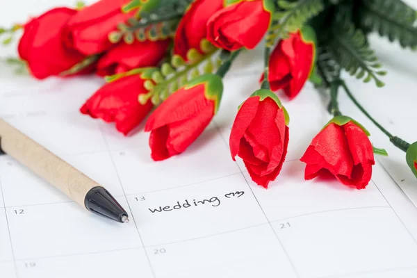 Erinnerung Hochzeitstag im Kalender — Stockfoto