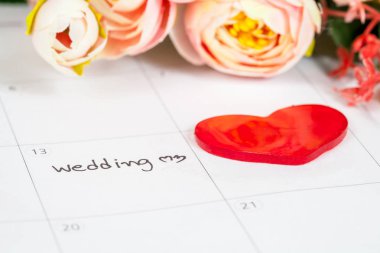 tatlı çiçekler, aşk kavramı ile takvim üzerinde kelime düğün