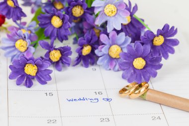 Düğün Not takvimdeki bir hatırlatma düğün için ayarlar 