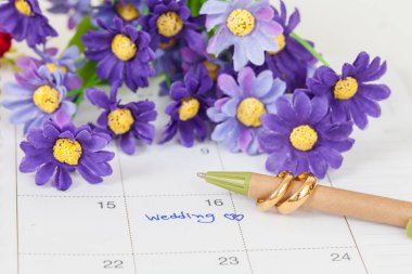 Düğün Not takvimdeki bir hatırlatma düğün için ayarlar 