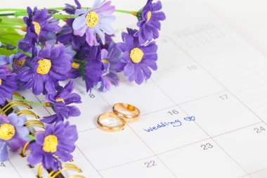 Düğün Not takvimdeki bir hatırlatma düğün için ayarlar 