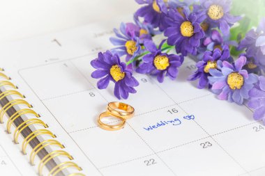 Düğün Not takvimdeki bir hatırlatma düğün için ayarlar 