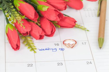 Düğün Not takvimdeki bir hatırlatma düğün için ayarlar 