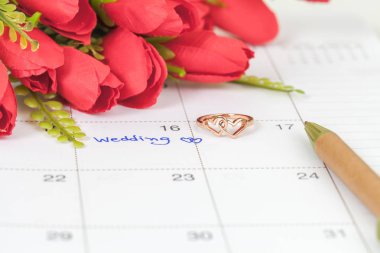 Düğün Not takvimdeki bir hatırlatma düğün için ayarlar 