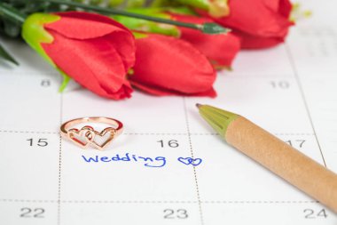 Düğün Not takvimdeki bir hatırlatma düğün için ayarlar 