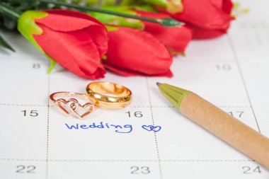 Düğün Not takvimdeki bir hatırlatma düğün için ayarlar 