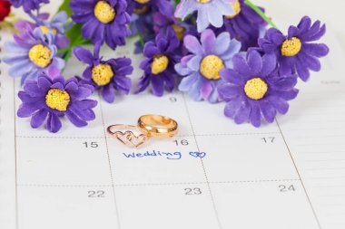 Düğün Not takvimdeki bir hatırlatma düğün için ayarlar 