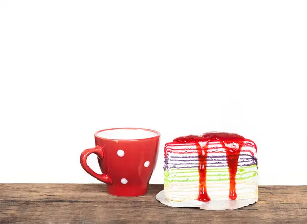 Colorful crape cake on white background with Selective — Stock Photo, Image