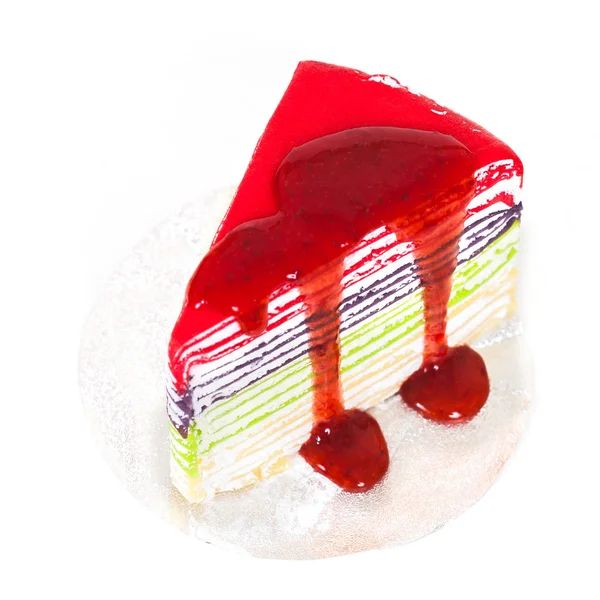 Colorful crape cake on white background with Selective — Stock Photo, Image