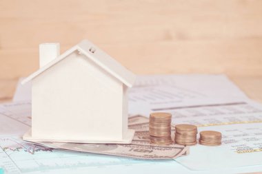 Para ve grafik ile minyatür ev 