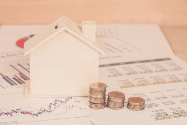 Para ve grafik ile minyatür ev 