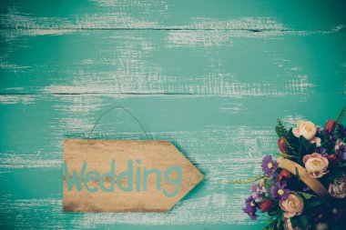 Ahşap el yapımı düğün dekorasyon .