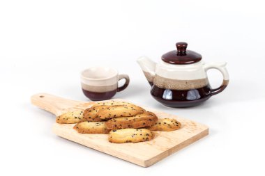 Ev küçük tatlı kurabiye siyah susam, genellikle yuvarlak, Yassı ve gevrek ile yaptı. Cookie üzerine beyaz.