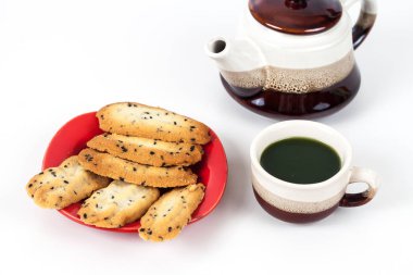 Siyah susam ile küçük tatlı kurabiye ev yapımı,