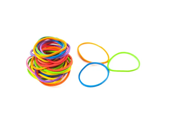 stock image Multi color of rubber band on white background