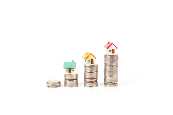 Érme verem vagy pénzt mini ház — Stock Fotó