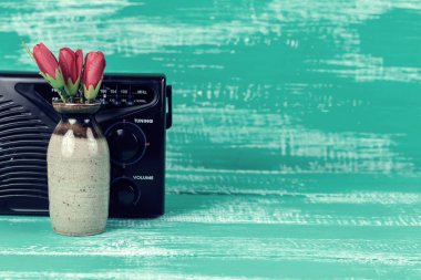 tablo üzerinde eski radyo alıcısı