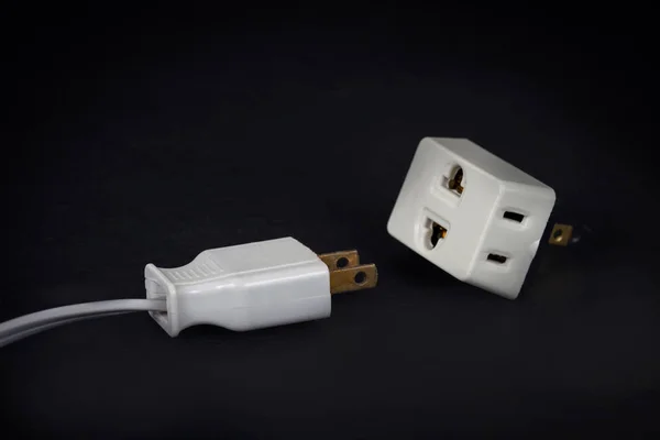 Three way plug  for home electric on background — Stock Photo, Image