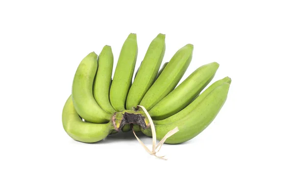 Zielony świeży banan na białym tle — Zdjęcie stockowe