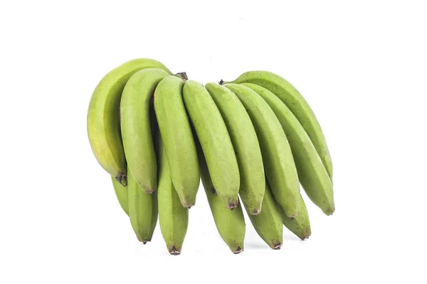 白い背景の上の緑の新鮮なバナナ — ストック写真