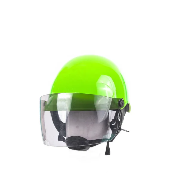 Green helmet for motorcycle on white background — Stock Photo, Image