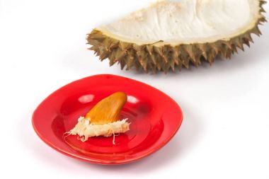 Durian tohum kaplama, beyaz arka plan üzerinde