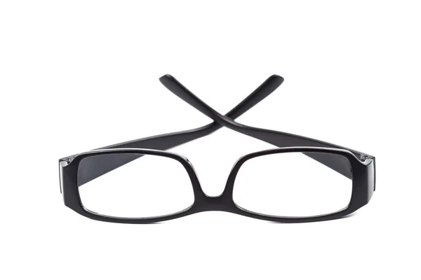 Óculos pretos sobre fundo branco isolado — Fotografia de Stock