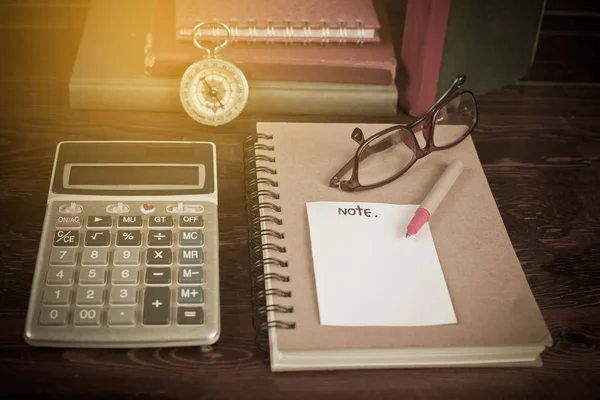 Papier Opmerking Business Tool Houten Tafel — Stockfoto